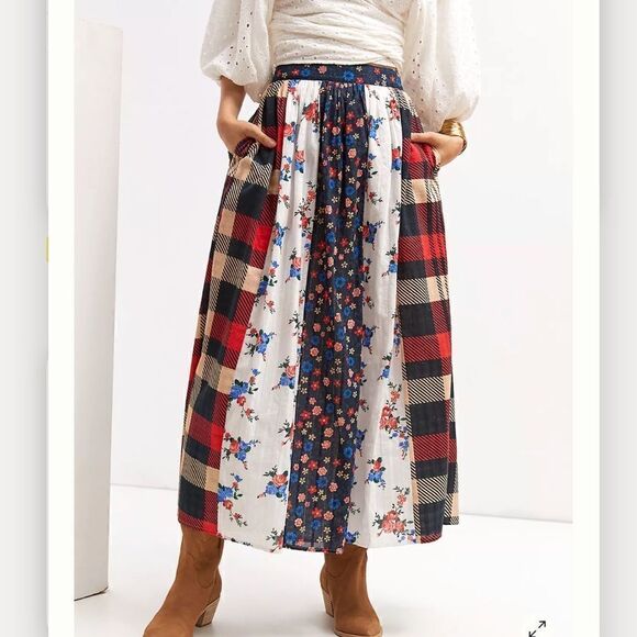 NWT Anthropologie Let Me Be Contrast Maxi Skirt - Picture 13 of 14